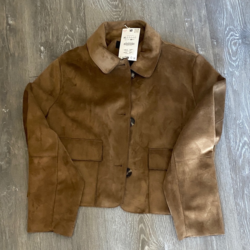 Zara Tan Faux Suede Jacket for Women